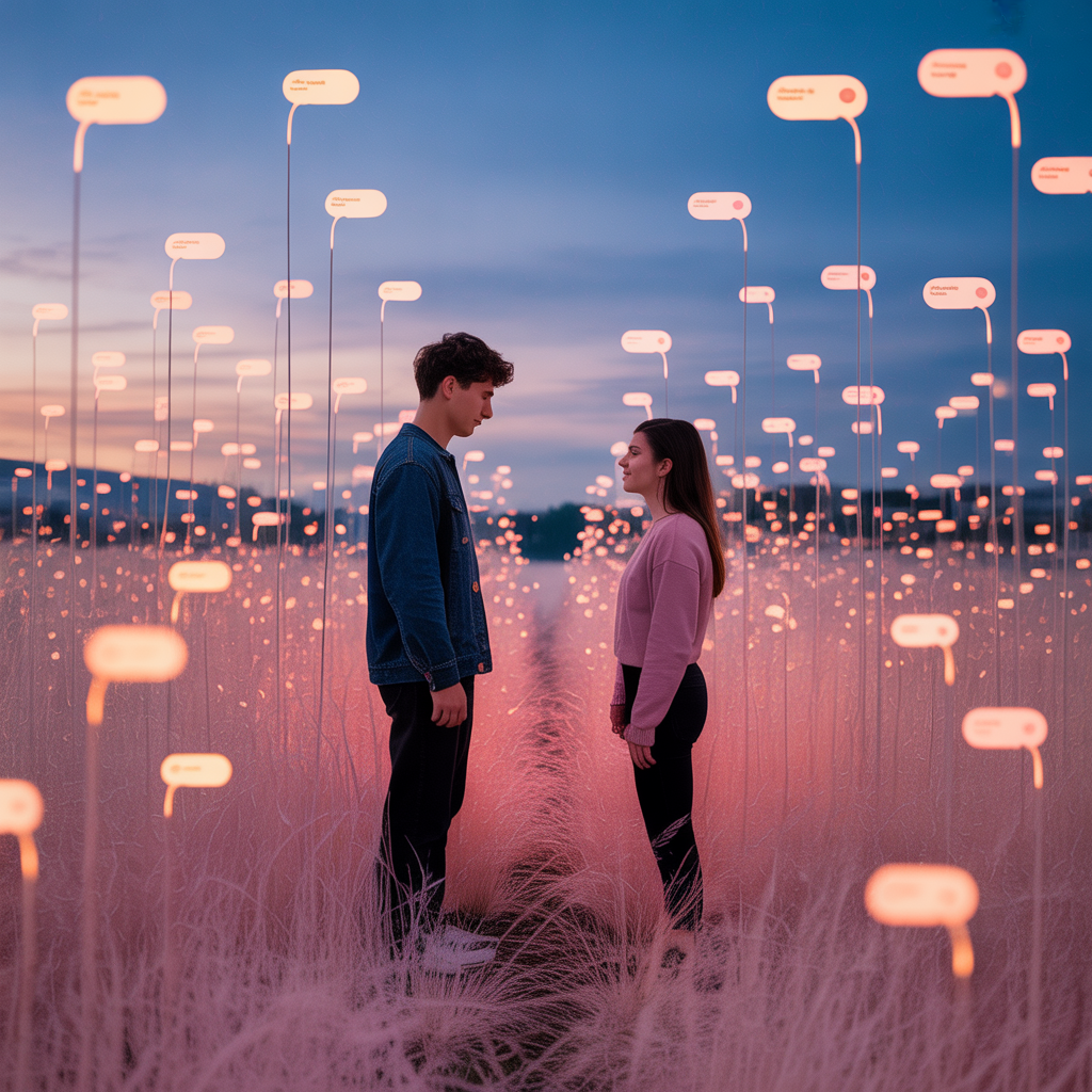 Couple sharing a quiet emotional moment after texting, symbolizing emotional investment and growing commitment