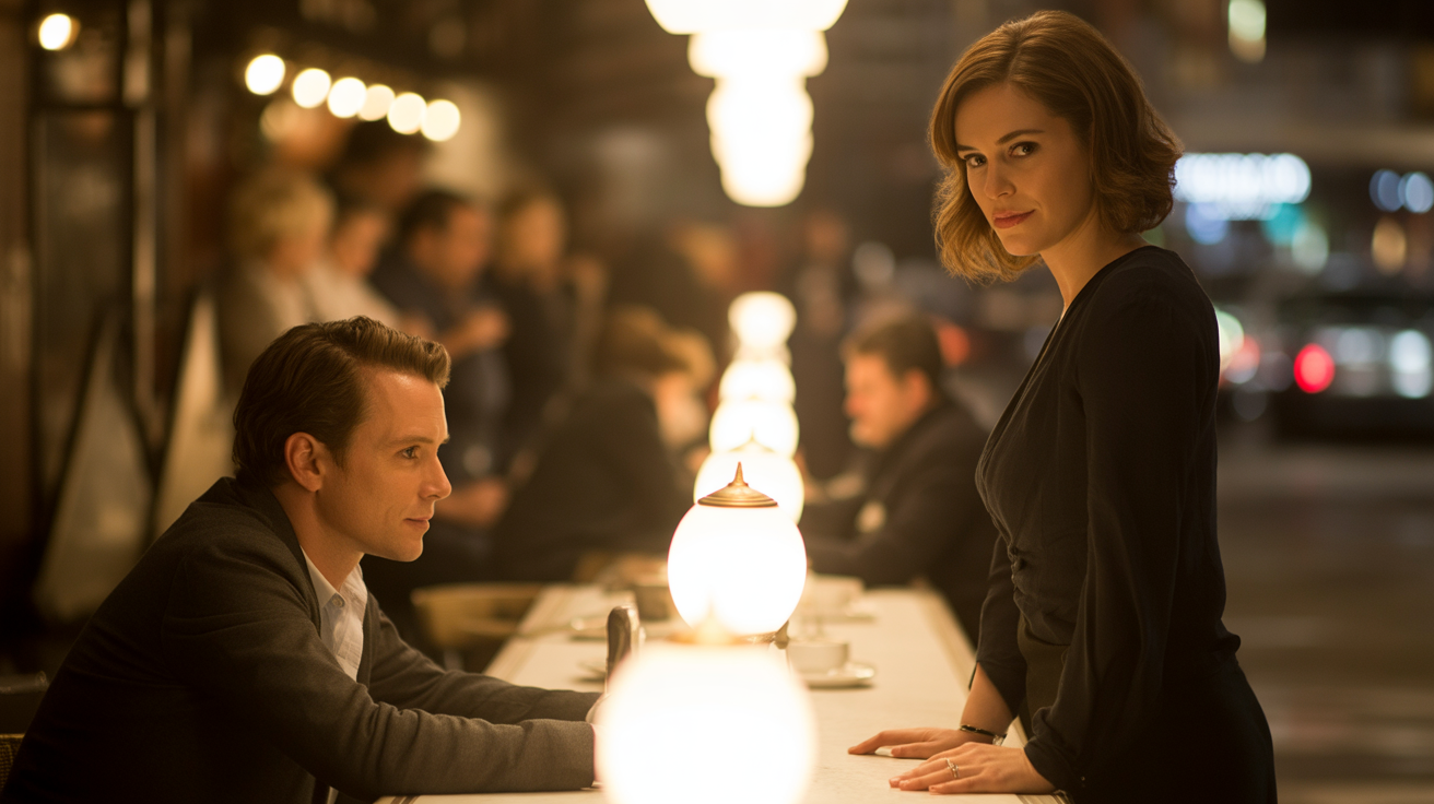 woman confidently setting emotional boundaries in a new relationship with a man, symbolizing balance between connection and self-respect