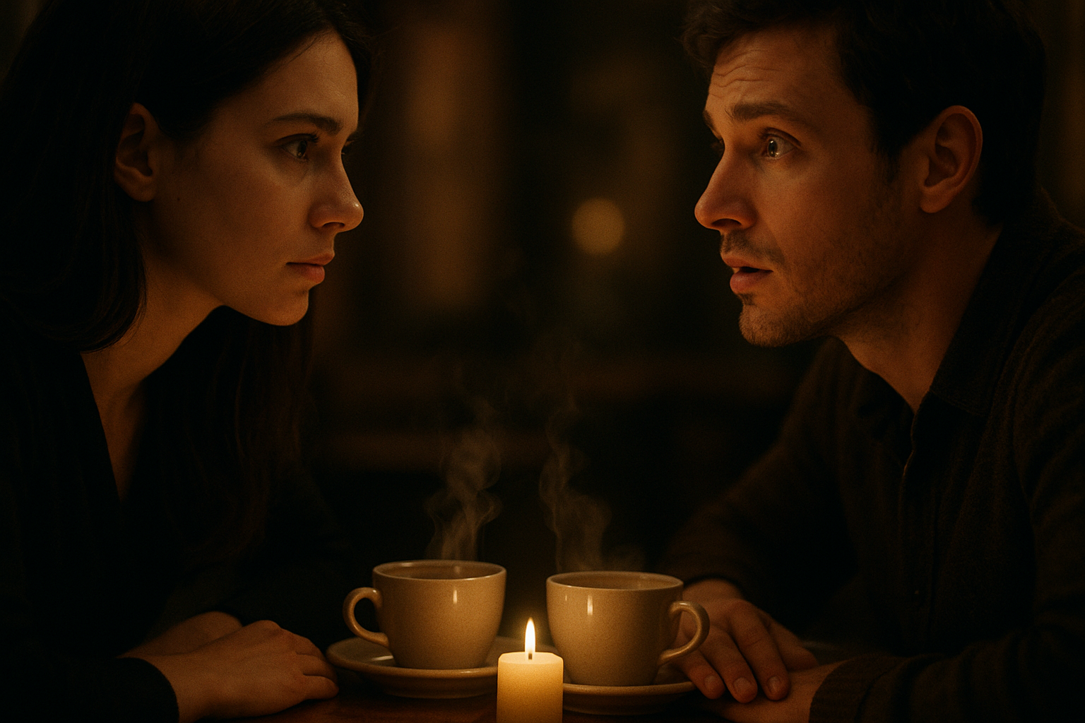 Woman having a deep, heart-to-heart conversation with a man, testing his seriousness and emotional clarity in a relationship.